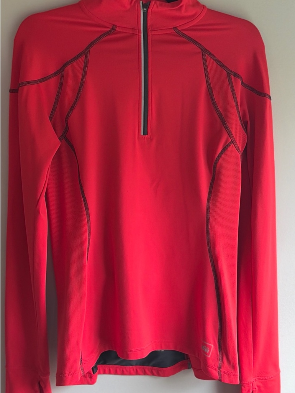 REI Co-op Quarter Zip Running Pullover Small Red Thumbhole Athletic Top